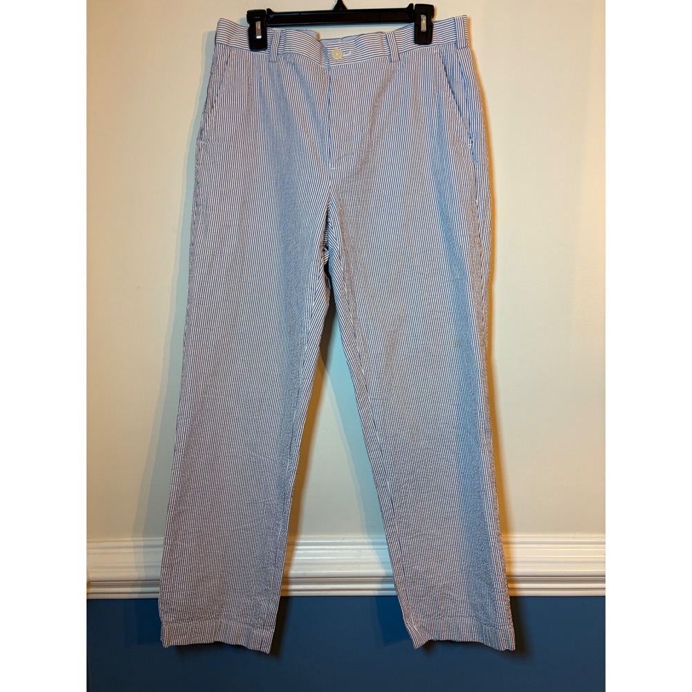 Brooks Brothers Seersucker Pants Mens 34x30 Clark Fit Blue White Striped Cotton